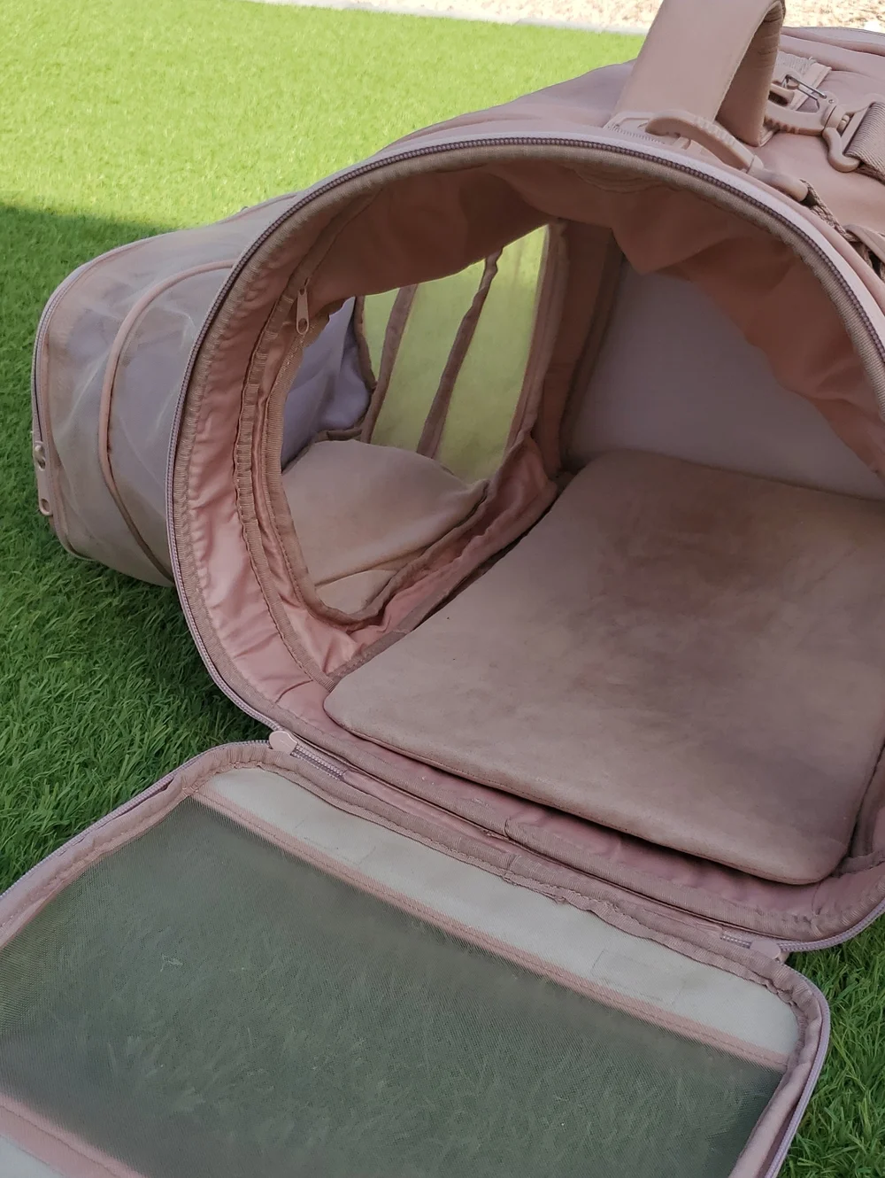 Maxbone All-In-One Travel Pet Carrier - Light Camel/Pink